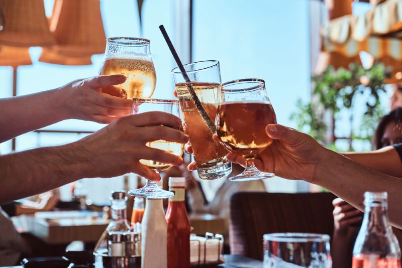 Friends having drinks at a bar